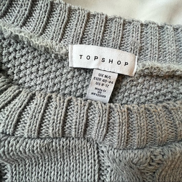 🛍️Topshop Cable Knit Crew Neck Cropped Sweater M/L in BatWing Sleeves - Picture 7 of 10